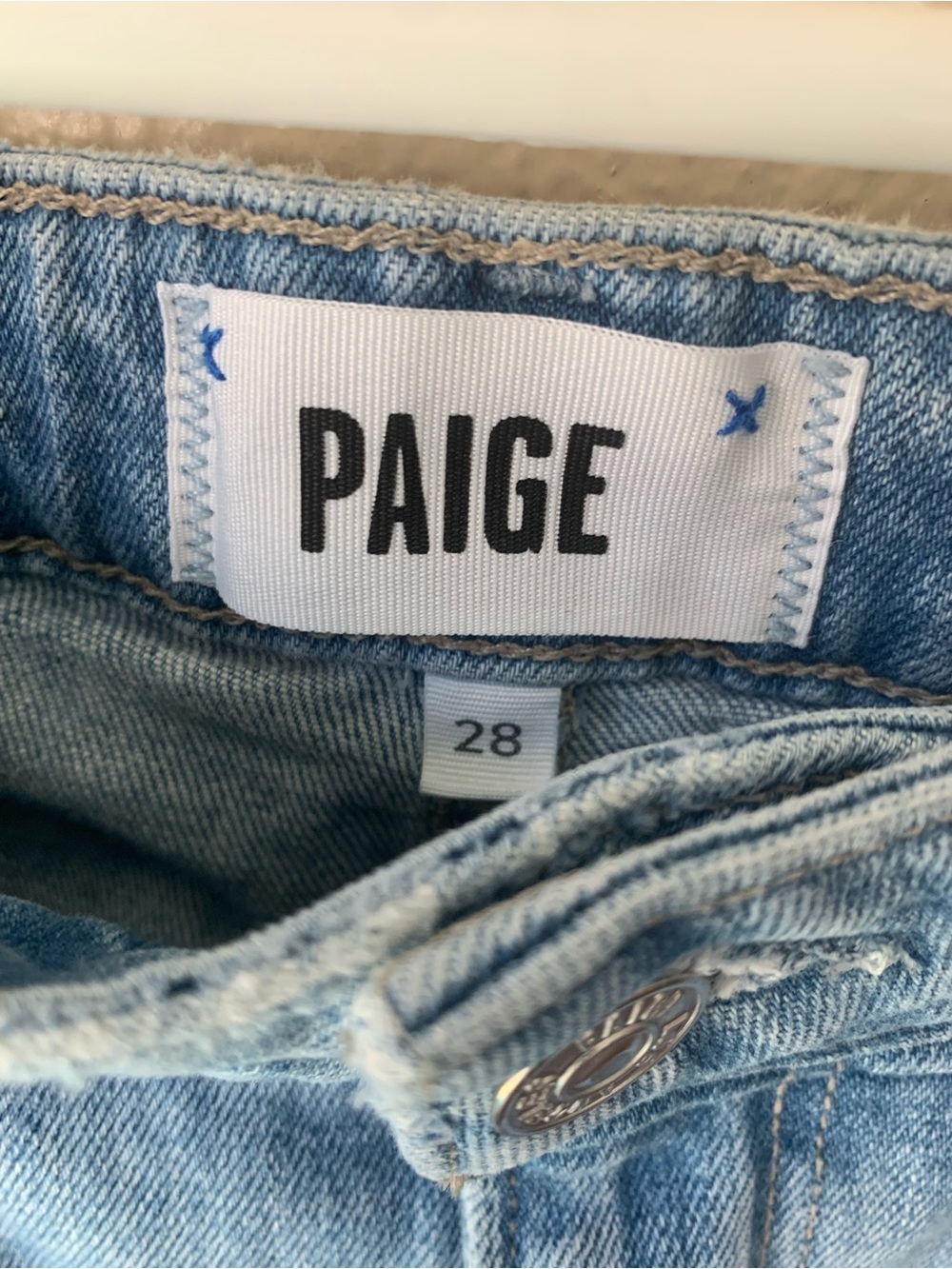 PAIGE Anessa Wide Leg Distressed Raw Hem Crop Denim Jeans Size 28 - Picture 8 of 9